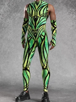 Combinaison homme cyberpunk imprimée tatouage illusion d'optique