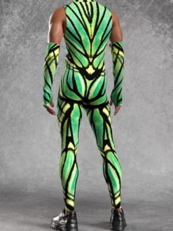 Combinaison homme cyberpunk imprimée tatouage illusion d'optique