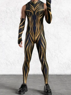 Combinaison homme cyberpunk imprimée tatouage illusion d'optique