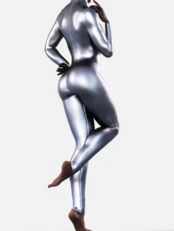 Combinaison intégrale en latex métallisée avec fesses sculptées idéale pour Halloween