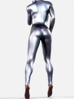Combinaison intégrale en latex métallisée avec fesses sculptées idéale pour Halloween