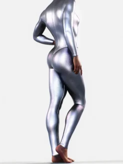 Combinaison intégrale en latex métallisée avec fesses sculptées idéale pour Halloween