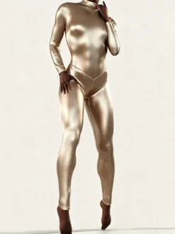 Combinaison intégrale en latex métallisée avec fesses sculptées idéale pour Halloween