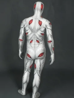 Combinaison intégrale imprimée numérique 3D à effet UV phosphorescent style Zentai idéale pour Halloween et autres occasions spéciales.