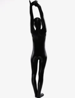 Combinaison intégrale noire unisexe Zentai yeux ouverts idéale pour les costumes de cosplay.