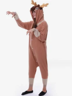Combinaison Kigurumi Pyjamas Noël Adulte Café Marron Polyester Déguisement Enfant Costumes