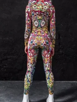 Combinaisons moulantes Zentai costumes néon body de cosplay d'Halloween impression numérique 3D body phosphorescent UV imprimé floral combinaisons moulantes Zentai pour Mardi Gras