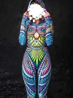 Combinaisons moulantes Zentai costumes néon body de cosplay d'Halloween impression numérique 3D body phosphorescent UV imprimé floral combinaisons moulantes Zentai pour Mardi Gras