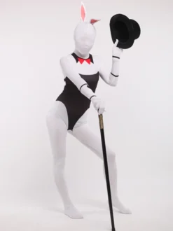 Combinaisons zentai animales Combinaisons Zentai pour adultes Sexy Playboy Bunny Blanc Lycra Spandex Color Block Costumes complets du corps