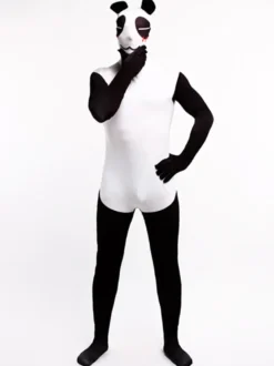 Combinaisons zentai animales Combinaisons Zentai pour adultes Panda Sexy Lycra Spandex Noir Bloc de Couleur Animal Costumes Complets du Corps