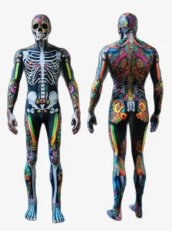 Combinaisons zentai monstre Costume complet de squelette d'Halloween pour adultes combinaison de cosplay