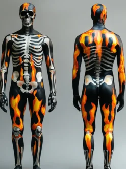 Combinaisons zentai monstre Costume complet de squelette d'Halloween pour adultes combinaison de cosplay
