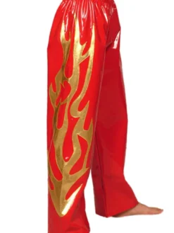 Combinaisons zentai motifs Pantalon de lutte rouge et d’or en PVC Déguisements Halloween