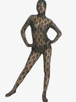 Combinaisons zentai motifs Vêtement de Zentai Transparent Noir en Dentelle Jacquard Déguisements Halloween
