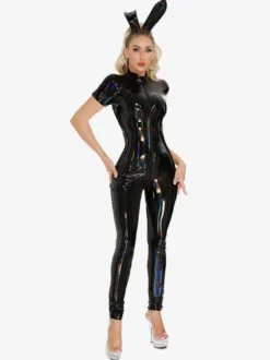 Combinaison Zentai Halloween en cuir verni pour fille lapine sexy