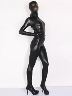 Combinaison zentai unisexe en imitation latex métallisé pour adulte combinaison moulante combinaison zentai corps entier bout fermé collant ultra-fin sous-vêtements