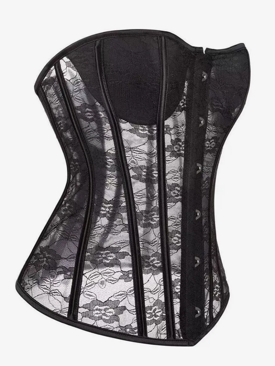Corset bustier en dentelle transparente sans bretelles 2 couleurs