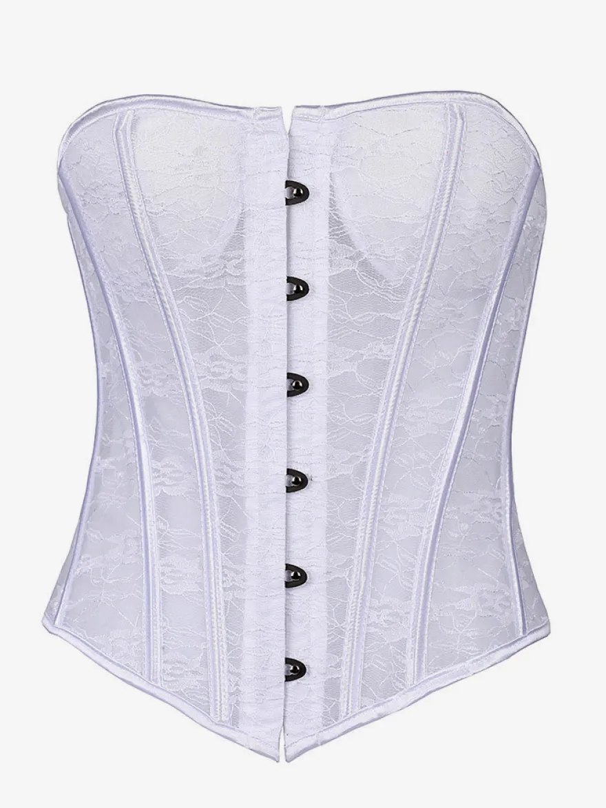 Corset bustier en dentelle transparente sans bretelles 2 couleurs