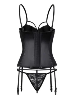 Corset Femme Lingerie Sexy en Dentelle avec Bretelles à Col Décolleté Coupe Cintrée Unicolore