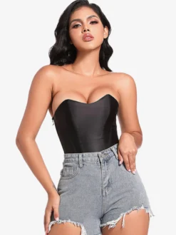 Corset noir sans bretelles sous la poitrine en polyester avec bandage dans le dos Busiter