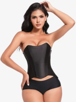 Corset noir sans bretelles sous la poitrine en polyester avec bandage dans le dos Busiter