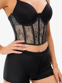Corsets Bustier Noir Haut à Lacets Fête Lingerie Chic