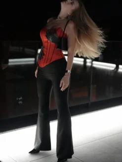 Corset sexy à strass pour femme - Bustier gainant sans bretelles - Tenue de soirée été 2026