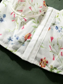 Corsets à imprimé floral blanc manches courtes lingerie décontractée du quotidien