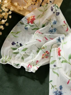 Corsets à imprimé floral blanc manches courtes lingerie décontractée du quotidien