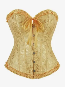 Corsets lingerie sculptante imprimé floral doré sans manches boutonnage sur le devant laçage