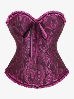 Corsets lingerie sculptante imprimé floral doré sans manches boutonnage sur le devant laçage