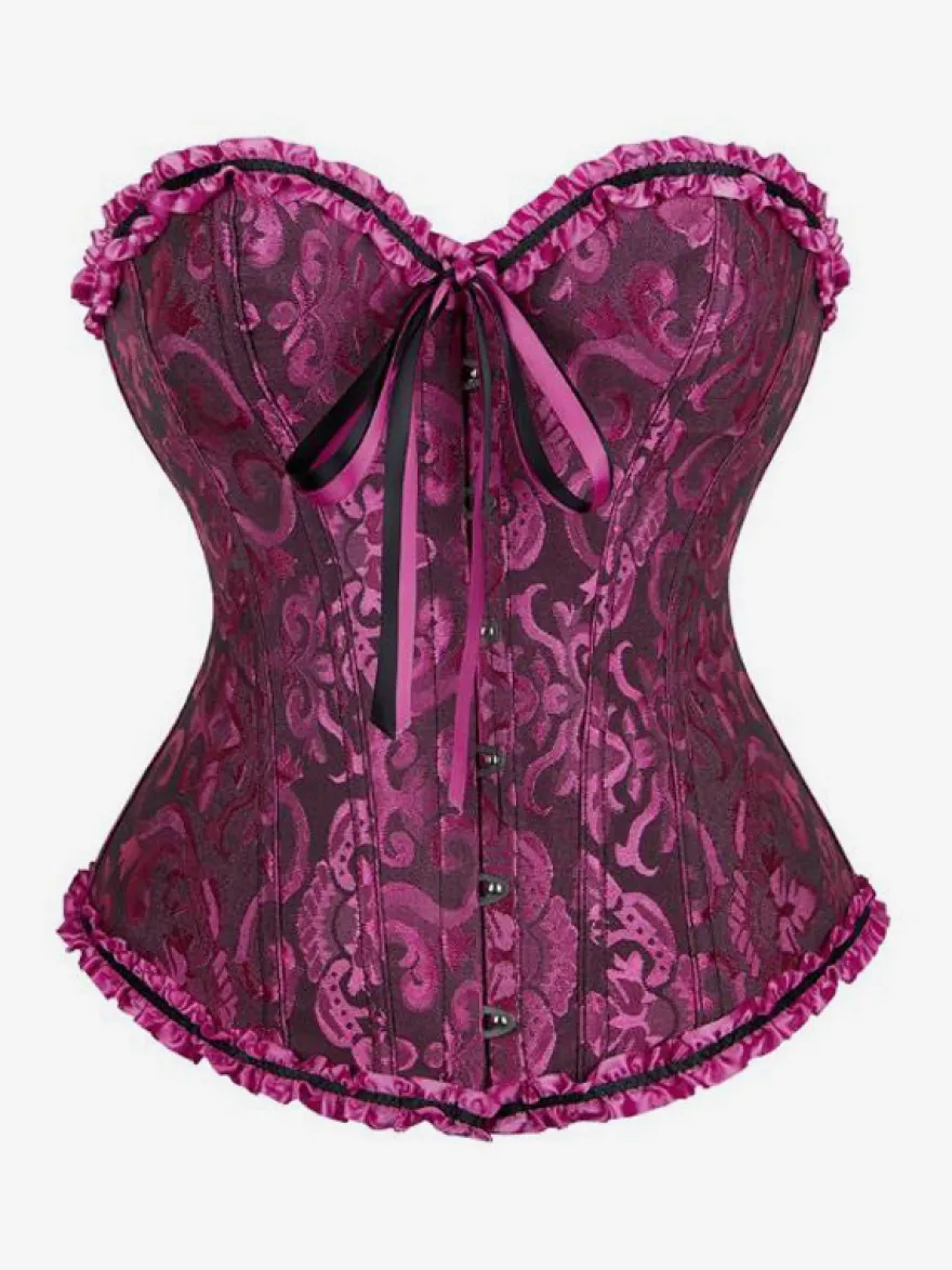 Corsets lingerie sculptante imprimé floral doré sans manches boutonnage sur le devant laçage