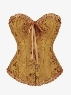 Corsets lingerie sculptante imprimé floral doré sans manches boutonnage sur le devant laçage