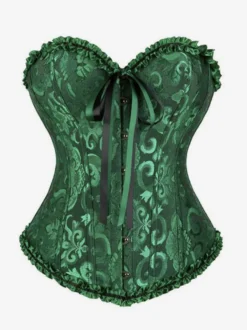 Corsets lingerie sculptante imprimé floral doré sans manches boutonnage sur le devant laçage