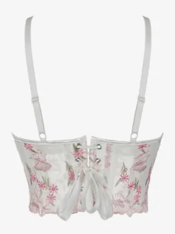 Corsets pour femmes débardeur chic d'intérieur blanc à lacets et bretelles spaghetti imprimé fleurs