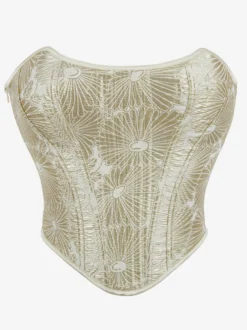 Corsets pour femmes dorées Corset chic à bandage dans le dos avec baleines