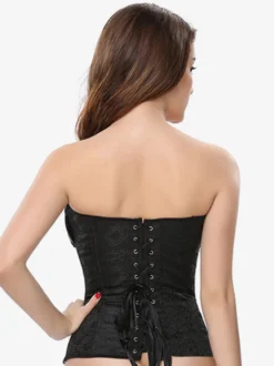 Corsets pour femmes en polyester noir à lacets et volants en cascade Lingerie décontractée quotidienne