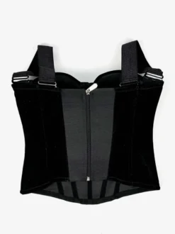 Corsets pour femmes en velours avec armatures en polyester noir et fermeture éclair pour rencontres lingerie chic