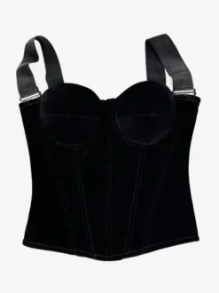 Corsets pour femmes en velours avec armatures en polyester noir et fermeture éclair pour rencontres lingerie chic