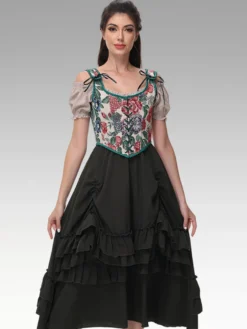 Corset vintage Vêtements vintage pour femmes Volants en polyester