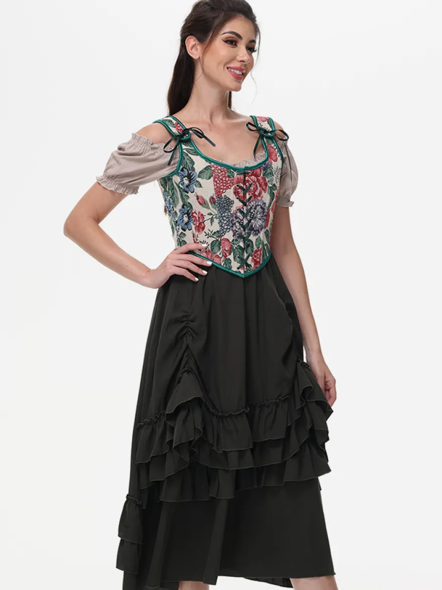 Corset vintage Vêtements vintage pour femmes Volants en polyester