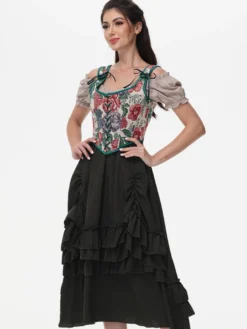 Corset vintage Vêtements vintage pour femmes Volants en polyester