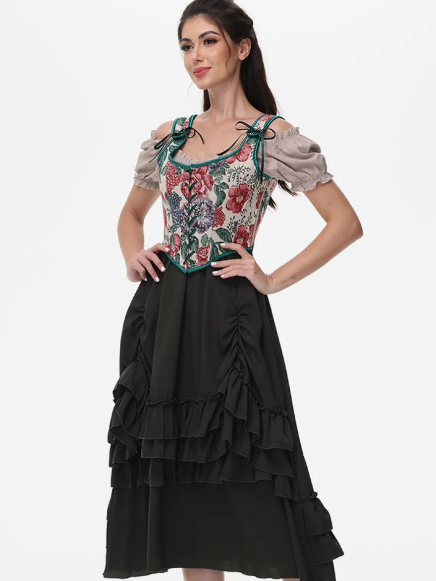 Corset vintage Vêtements vintage pour femmes Volants en polyester