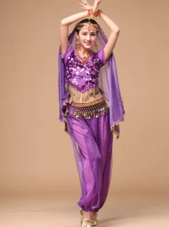 Costume Danse du ventre Bleu en mousseline de soie de danse Bollywood 2026 Robe pour femmes Déguisements Halloween