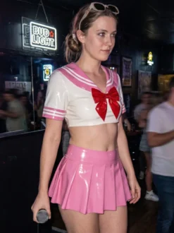 Costume de cosplay de marin deux pièces en PVC brillant style anime japonais JK Uniform.