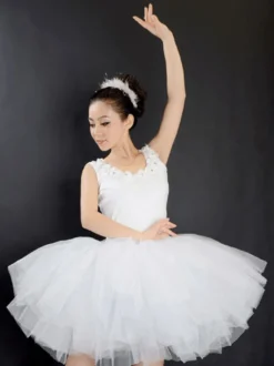 Costume de Danse Ballet Ballerina Robes Femmes Blanc Tutu Dancing Costume Déguisements Halloween