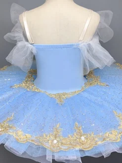 Costume de danse classique robe de ballerine rose brodée pour fille en polyester tenue de danse