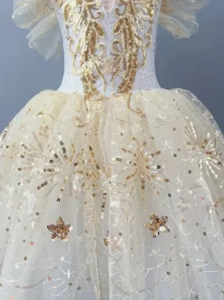 Costume de danse classique - Robe de ballerine champagne en polyester pour spectacle
