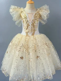 Costume de danse classique - Robe de ballerine champagne en polyester pour spectacle
