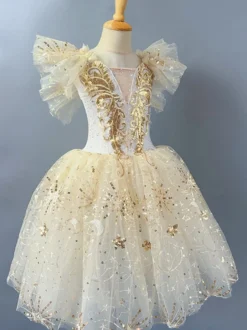 Costume de danse classique - Robe de ballerine champagne en polyester pour spectacle